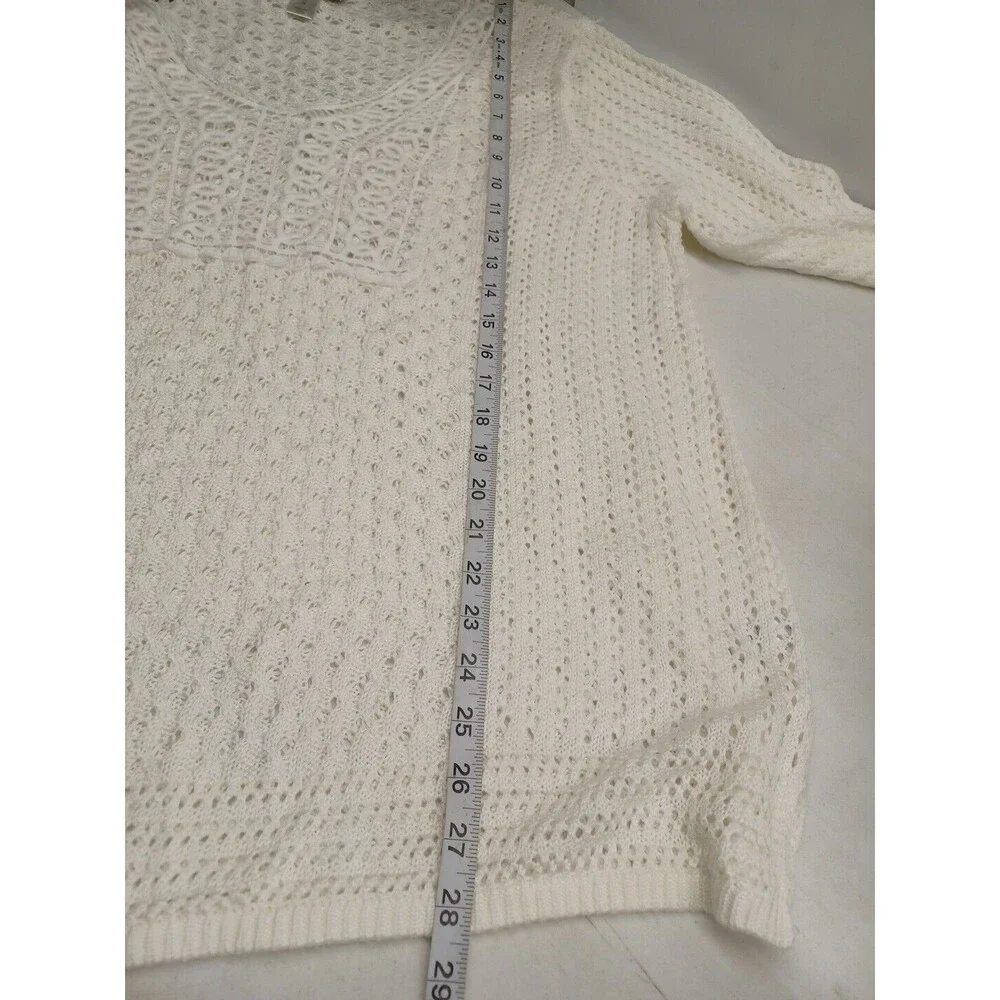 CJ Banks Sweater Pullover Tunic Top Crochet White Pullover Sz 2X